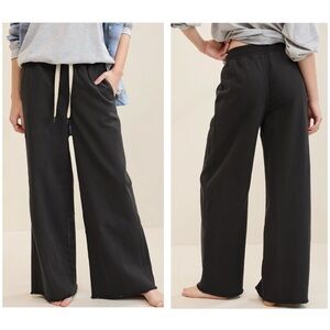 Aerie Soft Landing Trouser Wide Leg Baggy Pull On Pants Smoked Gray Medium Short